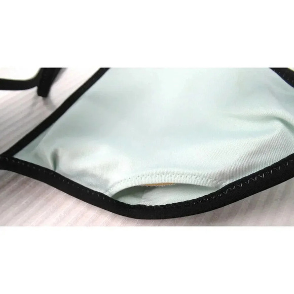 Victoria's Secret Swim Racerback Bikini Top and Strapy Bottoms Black White Pink - Picture 5 of 7